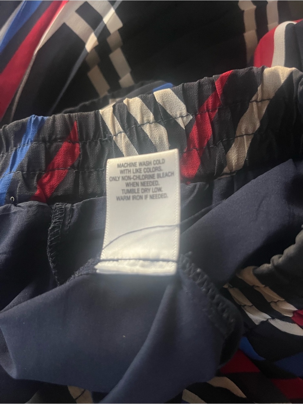 Roz & Ali Geometric Striped Pleated A-Line Midi Skirt Navy Blue Red Plus Size 2X - Picture 7 of 7
